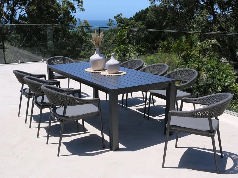 Adele Table With Nivala Chairs 9pc Outdoor Dining Setting - DEMO PRODUCT - NOT FOR SALE