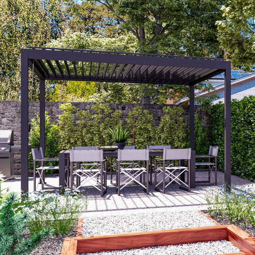 3 x 3.6m Charcoal Coolaroo Aluminium Louvred Pergola - DEMO PRODUCT - NOT FOR SALE